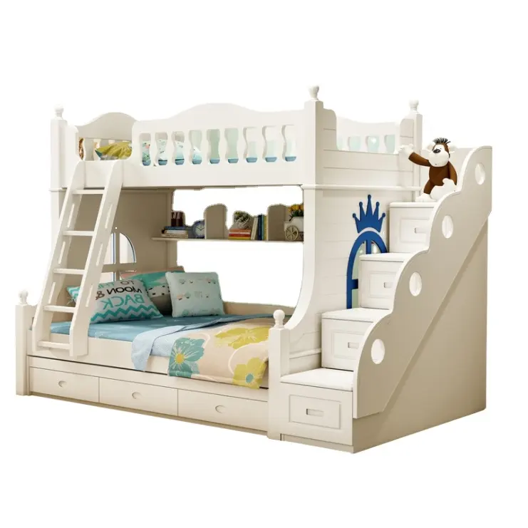 Good quality solid wood bedroom furniture kids bunk bed wooden kid double deck bed