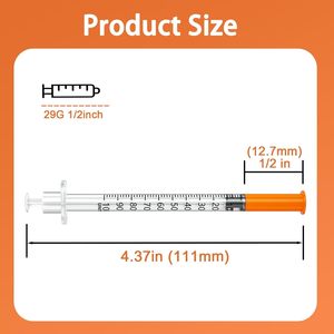29 30 31 32 Gauge Safety <b>Disposable</b> Insulin <b>Syringe</b> for Animals 0.5ml & 1ml - Product Image 5