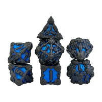 Lot de dés métalliques polyédriques OEM Xinshang écologiques à 7 pièces, à angles droits, à 6, 8, 10, 12, 20 faces pour jeux de rôle fantastiques, science-fiction et D&D
