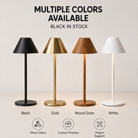 Ensemble de 2 lampes de table métalliques sans fil rechargeables DC simples avec 3 hauteurs réglables et 3 températures de couleur (3CCT) à intensité variable par toucher pour restaurant, hôtel, bar
