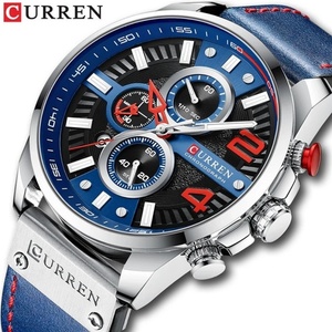 Reloj Curren 8393 de Cuero para Hombre, Deportivo, Cronógrafo, de Cuarzo, con Correa de Acero Inoxidable - Product Image 1