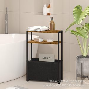 Narrow Side Table With Fabric Storage Basket For Living Room Sofa <b>Gap</b> Use - Product Image 3