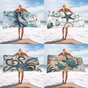 Serviette de plage <span class=keywords><strong>tortue</strong></span> de mer imprimée serviette de bain de natation 10 sac OPP personnalisable en microfibre printemps et été velours unilatéral/carton - Product Image 1