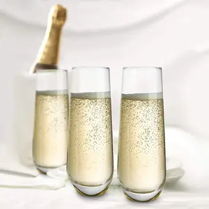 9.5 oz champagne glasses. Mimosa Glass Set, Stemless Glasses for Bridal Party, Wedding, Family Gathering.
