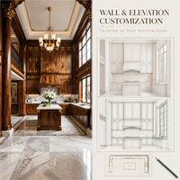 Personnalisation de salon haut de gamme à double hauteur en bois massif avec finition dorée pour villa de luxe et toute la maison