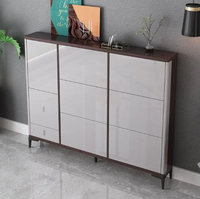 Zapatero Abatible Ultrafino para Entrada de Casa, Mueble Recibidor de Madera, Estante Estrecho para Zapatos con Cubo Basculante