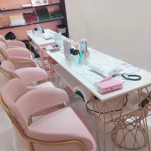 Gaya sederhana merah muda ruang ganti logam Fram Industriul angin kursi makan