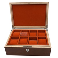 Boîte de rangement pour montres en bois de cerisier massif de luxe, design personnalisé, avec serrure à clé argentée et charnières