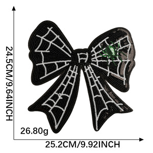 Halloween ma quái bí ngô cung vá phương Tây Lớn sequin spiderweb đen cung vá Halloween - Product Image 5