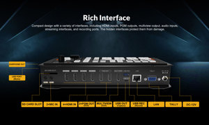 AVMATRIX Shark H4: เครื่องสลับวิดีโอ HDMI 4 ช่องสัญญาณสำหรับการถ่ายทอดสด รองรับการสตรีมแบบ RTMP/SRT บันทึกข้อมูลลง SD/USB รองรับการบันทึกแบบ UVC สำหรับการถ่ายทอดสดในโบสถ์ - Product Image 3