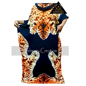 Loose Tie Dye Printed Abaya Dress Breathable Seamless Hijab <b>Plus</b> <b>Size</b> <b>Kaftan</b> Spring Autumn African Women Rayon OEM Wholesaler - Product Image 2