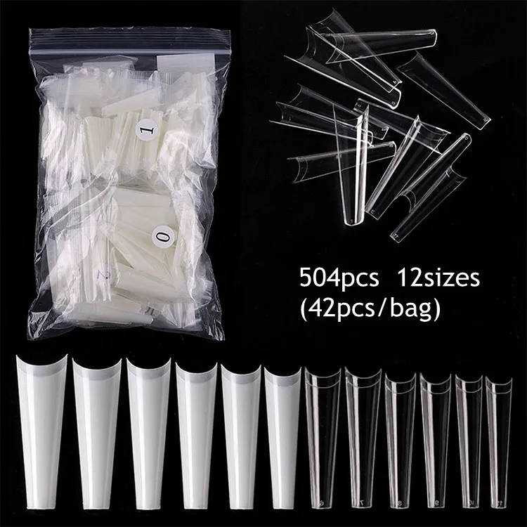 Miss cheer ing 500pcs Tasche XXL Sarg Falsche Nägel Stiletto Curved Clear Französisch Acryl nägel Salon ARC Nagels pitzen