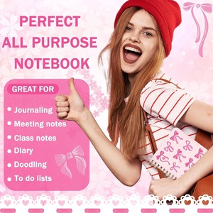 Ensemble de papeterie esthétique Coquette avec logo personnalisé, carnet à spirales et stylo, couverture rigide, 80 feuilles, ensemble cadeau pour le bureau et l'école - Product Image 5