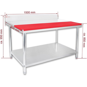 Stainless Steel 2-Tier Workbench with Backguard - Integrated Cutting Board Food Processing <b>Work</b> <b>Table</b> - Product Image 3