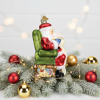 Fournisseur d'ornements de Noël en verre soufflé à la main, liste de contrôle du Père Noël pour l'arbre de Noël, boules de Noël en verre écologiques