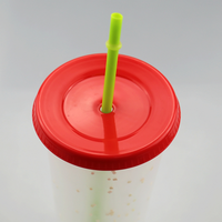 Tasse à café en acrylique transparent réutilisable, avec paille, gobelet à paillettes, sans bpa, couleur en plastique, confettis, 16oz 24oz, 10 pièces