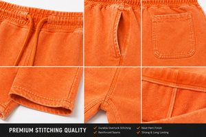 Pantalones Cortos Bermuda de Algodón con Cordón para Hombre, Color Naranja Sólido, Cintura Media, Bolsillos Casuales, Transpirables, Tejidos - Product Image 5
