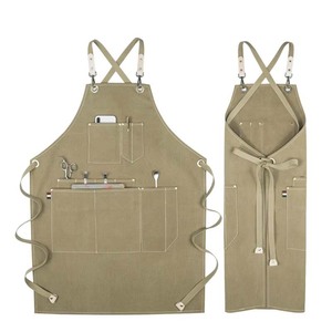 卸売キャンバスクロスバック防水エプロン男性女性シェフ料理キッチン制服バーベキューレストラン働くエプロン - Product Image 2