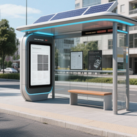 Parada de Autobús Inteligente de Aleación de Aluminio con Energía Solar, Señalización Digital LCD para Exteriores Resistente a la Intemperie IP65 para Transporte Público
