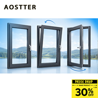 Fenêtre à auvent moderne AOSTTER en aluminium robuste avec double vitrage Low-E, moustiquaire et poignée sécurisée, certifiée Energy Star