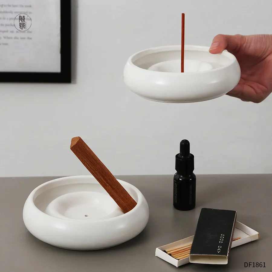 Custom Steinzeug Round Stick Holder Keramik Weihrauch brenner Palo Santo Holder für Palo Santo Holz oder Duft Räucher stäbchen