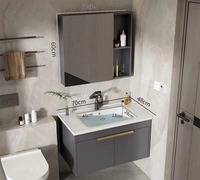 Armoire de salle de bain carrée moderne en PVC finition laquée directement d'usine miroir étanche à suspendre armoire de salle de bain vanité