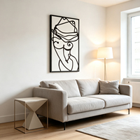 Seni Dinding Cetak Kanvas Garis Abstrak Minimalis Gaya Nordik, Poster Besar untuk Dekorasi Rumah Modern