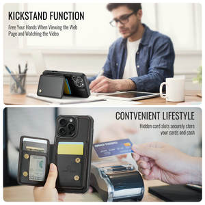 Étui Sans Fil CaseMe pour iPhones 15 Pro Max, Accessoires de Téléphone, <span class=keywords><strong>Pochette</strong></span> Portefeuille en Cuir RFID pour iPhone 17 16 15 Pro Max 14 - Product Image 5