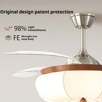Ventilateur de plafond encastré moderne de 42 pouces avec télécommande lampe à LED rétractable pour chambre d'enfant avec moteur à courant continu