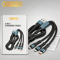 XTAURI BX065 Cable de Carga Rápida 3 en 1 Portátil de Aleación de Aluminio USB-C/USB-A 5A, Conductor de Cobre Puro, Blindado con PVC para Teléfonos Móviles