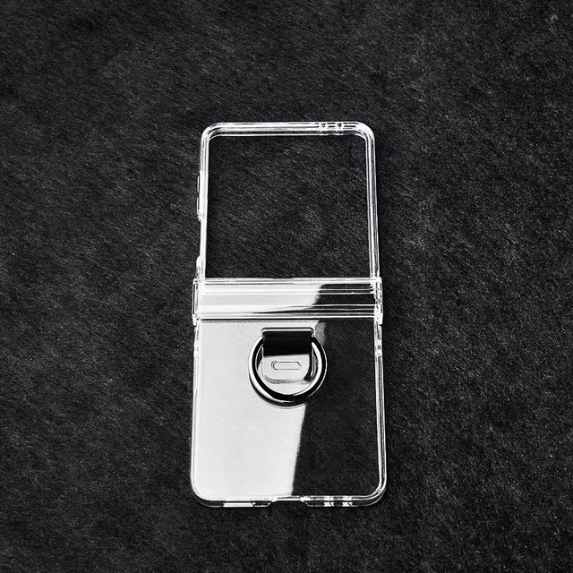 360 Full Cover Ring Holder Transparent clear PC Fold Phone case for Samsung Z FLIP 7 case