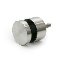 HL Support de rail en verre sans cadre en acier inoxydable moderne, finition noir satiné brossé, avec filetage interne réglable, pour escalier, villa, hôtel