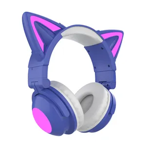 מקורי מפעל ZW-068 סיטונאי המניה חתול אוזן זוהר אלחוטי אוזניות מתקפל במלאי BT משחקי אוזניות