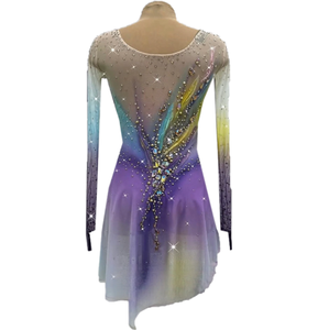 Robe de patinage <span class=keywords><strong>artistique</strong></span> personnalisée pour filles et adolescentes, robes de patinage sur <span class=keywords><strong>glace</strong></span> violettes, costumes de compétition, salle de bal, gymnastique et fitness pour femmes - Product Image 3