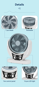 Multi-Function Solar Fan <b>With</b> Power Bank Feature - <b>USB</b> Rechargeable Desk Fan for Travel KL-606 Solar Fan - Product Image 3