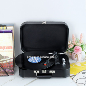 Новый Виниловый проигрыватель из искусственной кожи эллиптический дизайн чемодан проигрыватель с функцией синего зуба Многофункциональный - Product Image 4