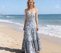 Jupe trapèze décontractée vintage style européen et américain en acétate et polyamide à motif floral, idéale pour les vacances en bord de mer, coupe ample et élégante