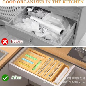 Wall Mounted Wooden Plastic Wrap Cutter <b>Storage</b> <b>Box</b> With Paper Holder For <b>Kitchen</b> Use - Product Image 3