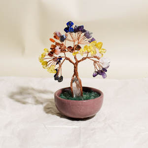 للبيع بالجملة شجرة الأحجار الكريمة بونساي كوارتز وردي خام منشور سداسي الشكل واضح مع شجرة نحت سلك الكريستال للحياة - Product Image 4