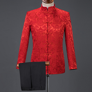 <span class=keywords><strong>Costume</strong></span> personnalisé de tunique chinoise de chanteur d'hôte de scène de <span class=keywords><strong>demi</strong></span>-toile smoking - Product Image 3