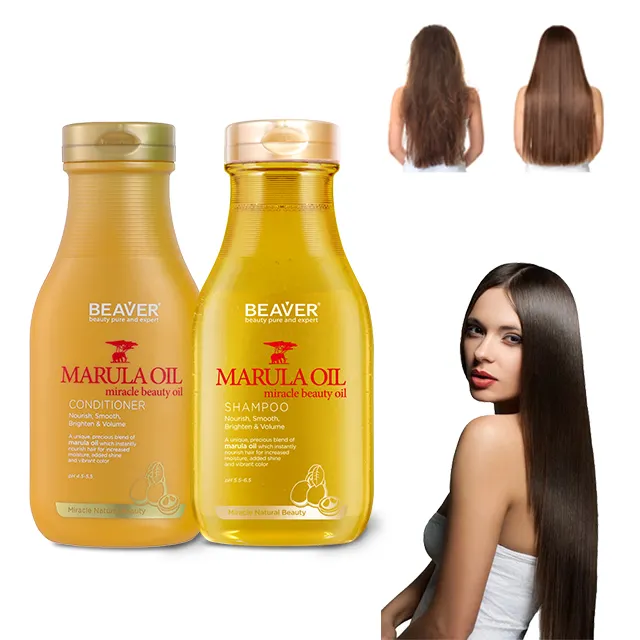 BEAVER OEM Sulfate Free Custom Logo Marula Oil Hair Care Set Products Shampoo And Conditioner for Salon