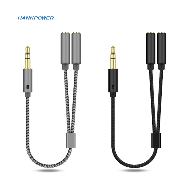 2 in 1 Cable Adapter Splitter 3.5mm Audio Earphone Headset to 2 Female Jack Headphone Mic Audio Cable for Mobile Phone