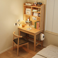 Escritorio de Madera con Estantería Integrada; Escritorio de Computadora Moderno de Estilo Nórdico para Estudiantes y Uso Doméstico; Ideal para Apartamentos Pequeños