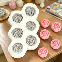 Moule en silicone 6 cellules en forme de rose pour mini-bouquet, idéal pour bougies d'aromathérapie, bonbons gélifiés, gâteaux - Fabriqué en Chine