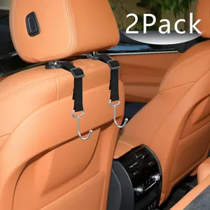 Amazon 2 pièces durable réglable en acier inoxydable siège de voiture arrière appui-tête crochet de suspension pour portefeuille sacs stockage