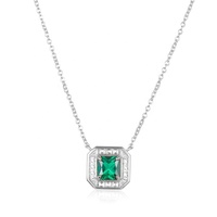 Jellmilskye — collier en plaqué or s925 avec pendentif carré émeraude, bijoux de mariage de haute qualité, pavé de zircons 18k