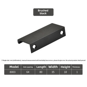 Modern Simple Stainless Steel Zamak Hidden Cabinet Handle <b>Black</b> Invisible Long Handle for Wardrobe Drawer Edge Sealing Closet - Product Image 2