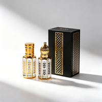 Flacon d'huile de parfum Attar en verre octogonal, style arabe, motif décoratif, flacon vide pour huile essentielle avec bouchon pour le marché du Moyen-Orient