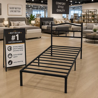 Lit simple en fer à cadre robuste, sans pieds apparents, facile à monter, avec espace de rangement supplémentaire et nettoyage facile – Meilleure vente