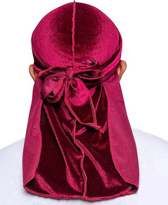 Durag en velours supérieur - Durags en velours doux pour hommes et femmes, longues lanières doubles et larges, doublure en velours soyeux, <span class=keywords><strong>triple</strong></span> couture - Product Image 4